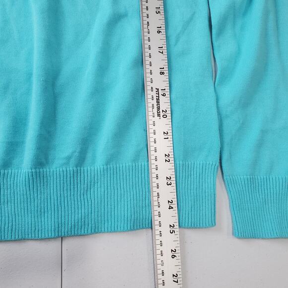 Lilly Pulitzer Sweater Womens Medium Blue Looong Weekend Cotton Pullover Top - Picture 5 of 10